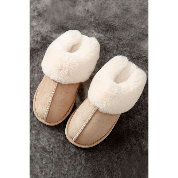 Azura Exchange  Cut and Sew Faux Suede Plush Lined Slippers - Picture 2 of 8